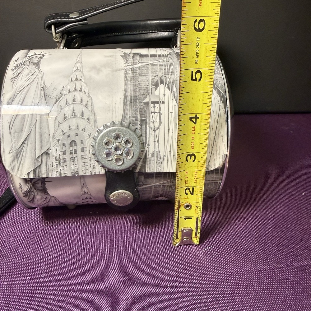 Metal Canister Purse NYC Skyline Shoulder Bag Handbag - Picture 10 of 10